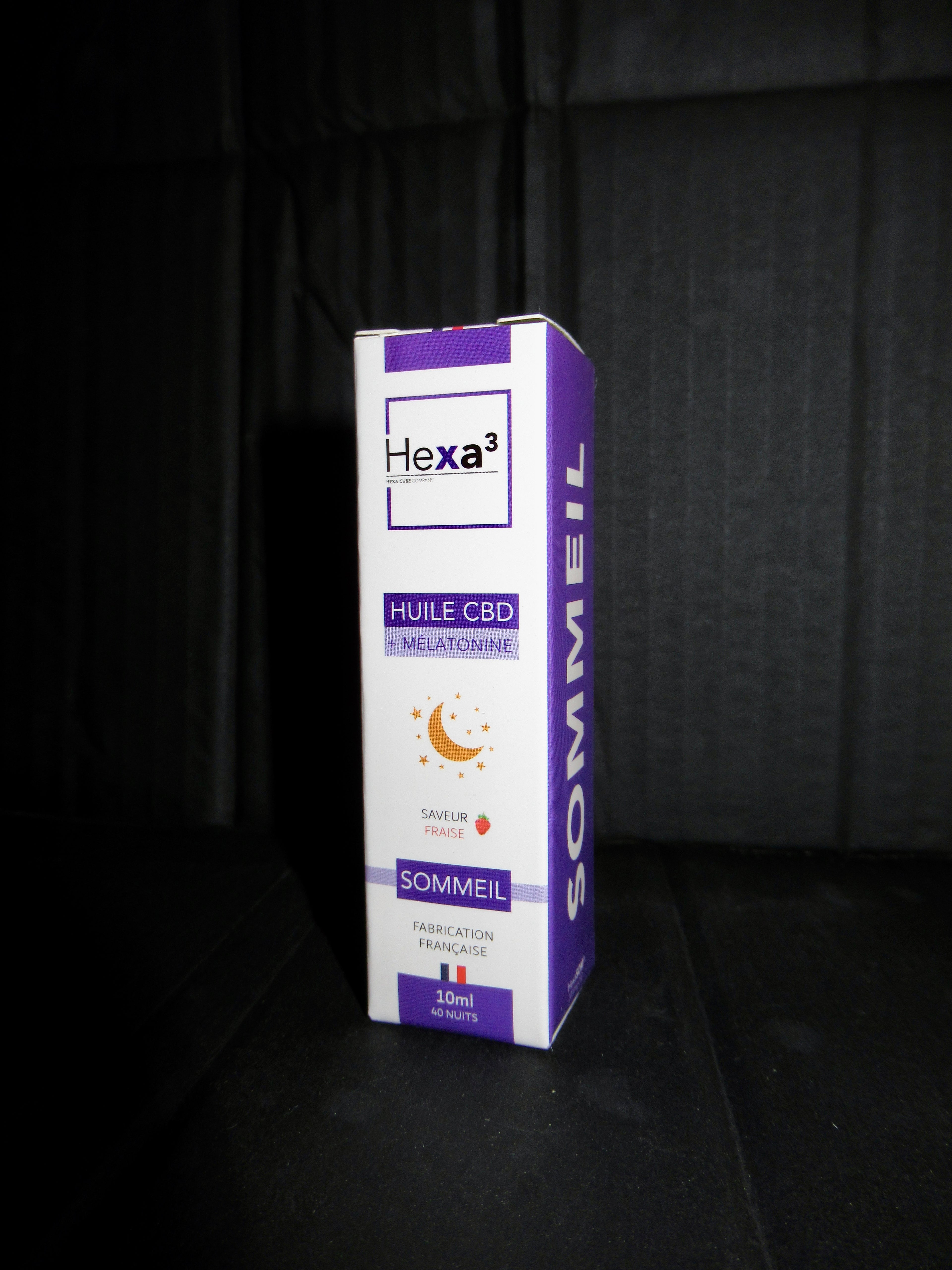 Huile CBD + Mélatonine 2000mg Sommeil 40 nuits Fraise 10ml HexaSOM