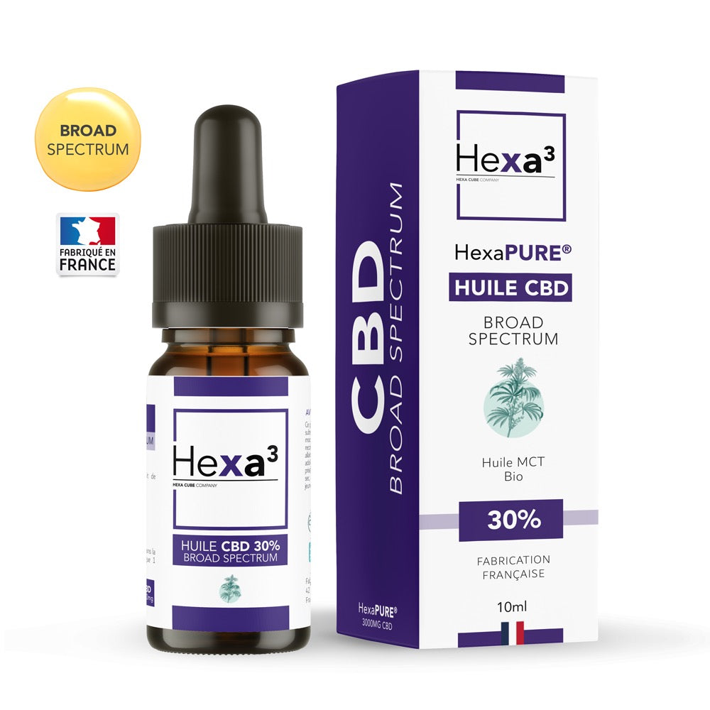 HUILE CBD 30% BROAD SPECTRUM MCT BIO 10ML HEXAPURE